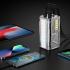 WiWU WI-P029 Armor 100W 50000mAh Power Bank multiple devices, including laptops and smartphones, Dual 100W USB-C, 22.5W USB-A Fast Charging Backup Battery with Built-in Flashlight- Silver